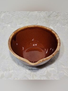 Vintage Hull Pottery Brown Drip Batter Bowl USA Oven Proof Rustic Stoneware 8"